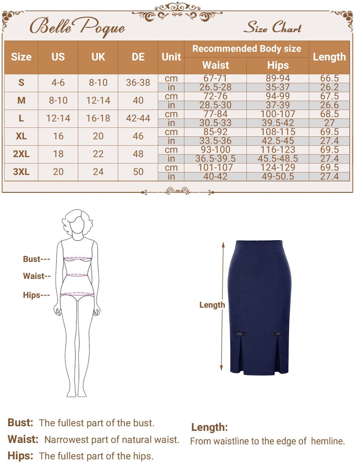 belle poque Vintage Bow-Knot Decorated Hips-Wrapped Bodycon Pencil Skirt