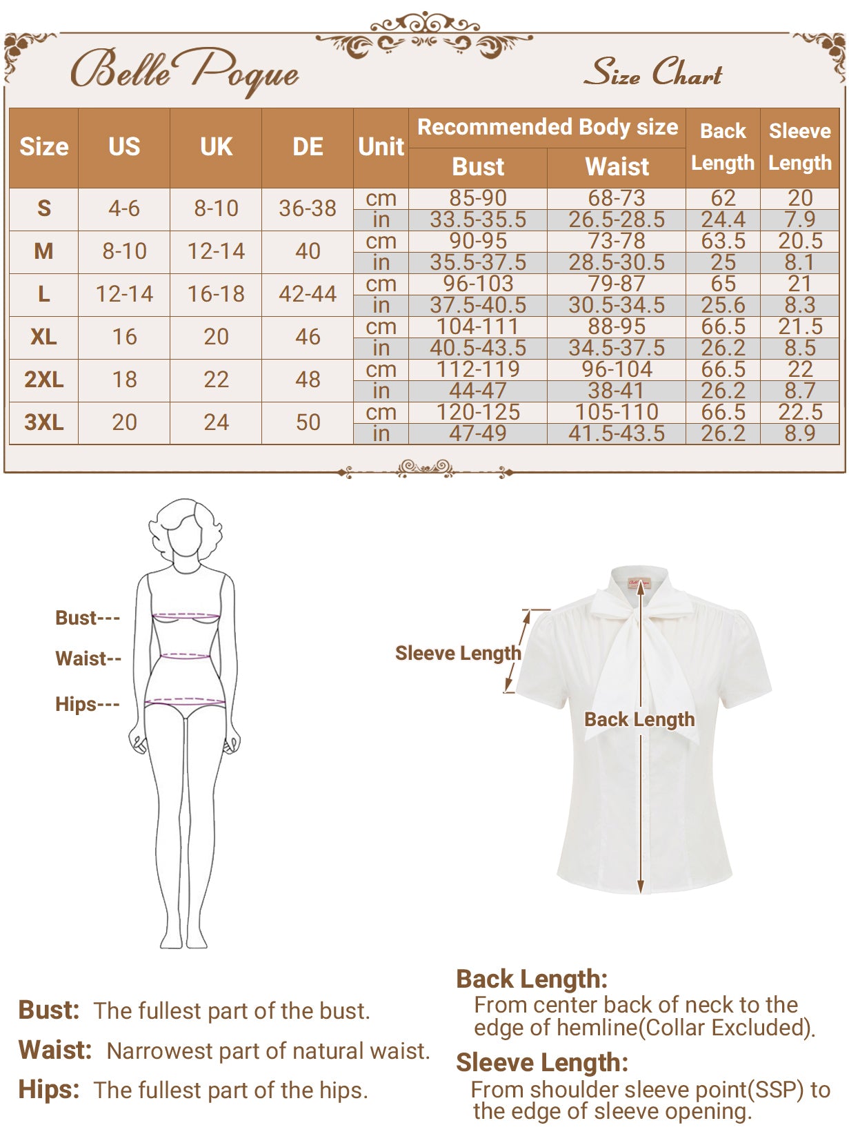 belle poque Summer Short Sleeve Office Button Down Blouse Stripe Shirt Tops with Bow Tie