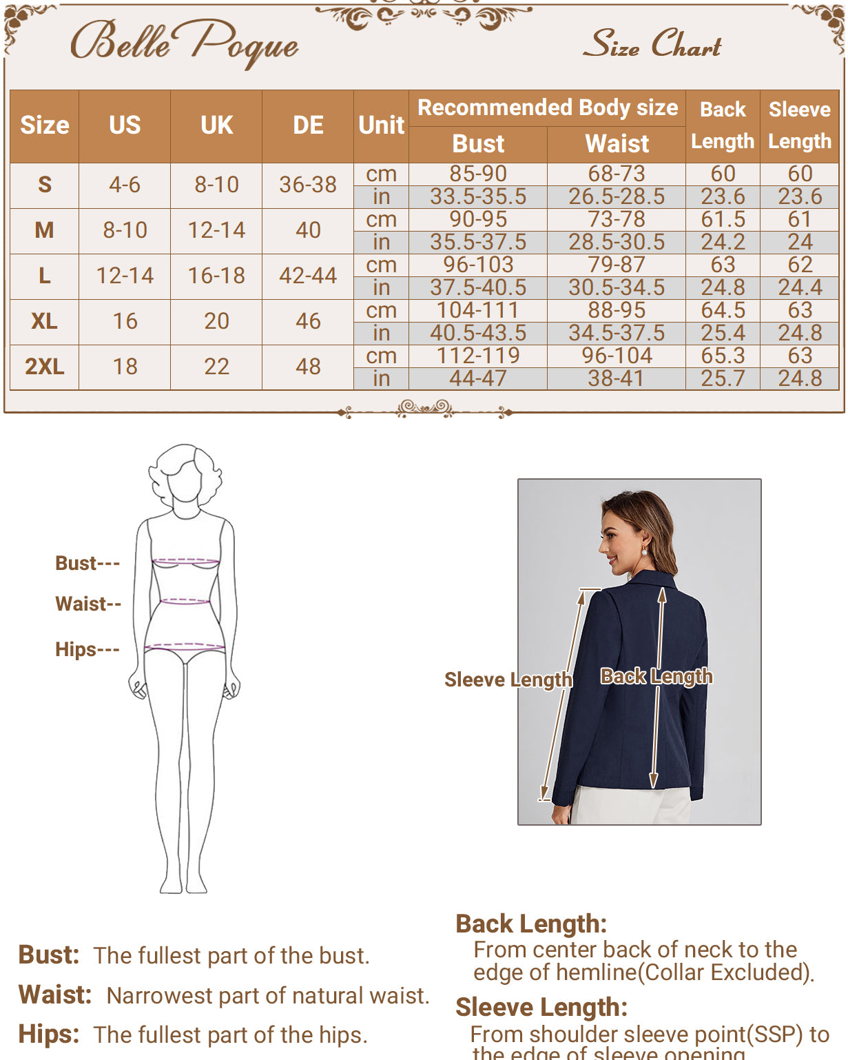 belle poque BP Women Vintage Shawl Lapel Blazer Coat OL One-Button Back Slit Suit Coat