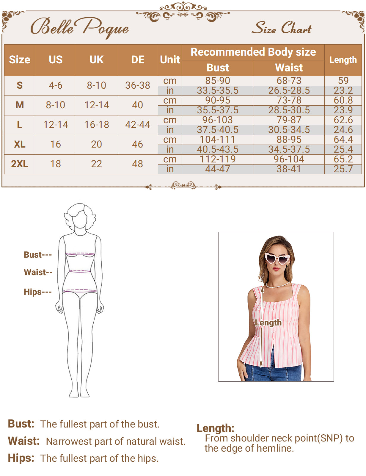 belle poque BP Women Vintage Striped Peplum Hem Tops Sleeveless Square Neck A-Line Tops