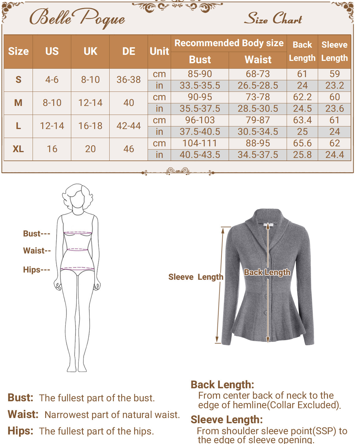 belle poque Belle Poque Women Vintage Cardigan Sweater Shawl Lapel Button Down Sweater Outwear Coat