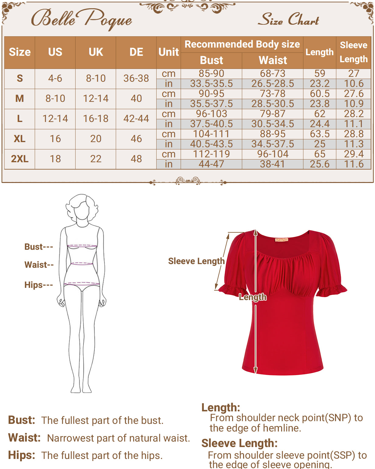 belle poque Solid Color Cotton Tops Slim Fit Puffed Short Sleeve Ruched Tops