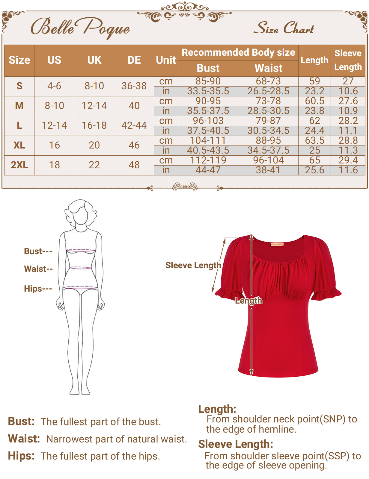 belle poque Solid Color Cotton Tops Slim Fit Puffed Short Sleeve Ruched Tops