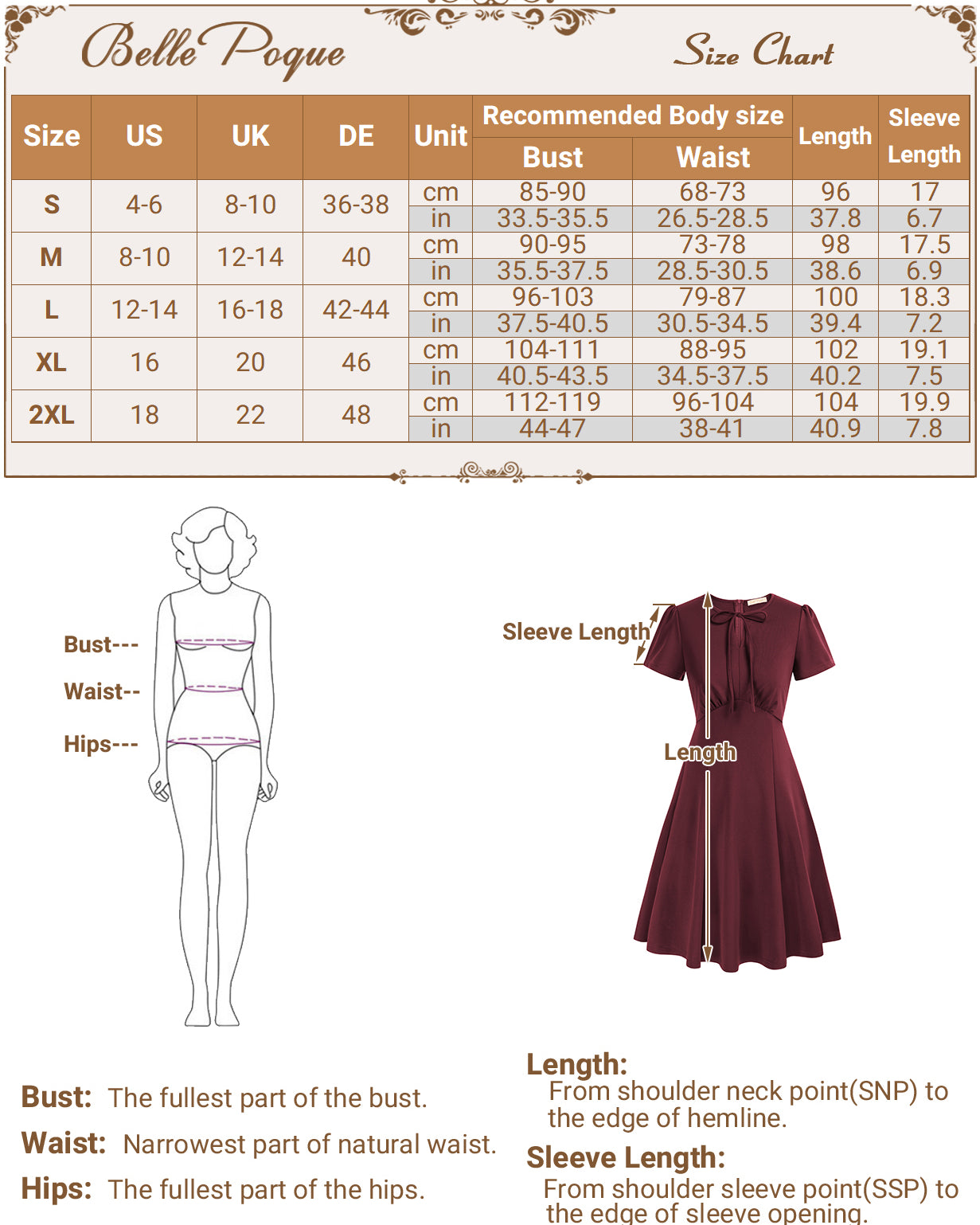 belle poque Vintage A-Line Swing Dress Keyhole Tie Dress Round Neck Work Dress Tea Dress