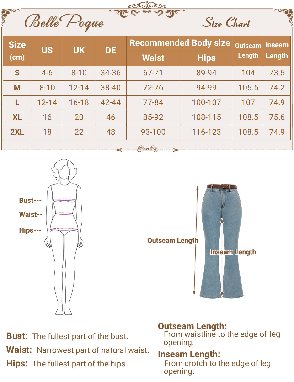 belle poque Seckill Offer⌛Vintage High Waisted Flare Jeans with Belt Bootcut Stretchy Denim Pants