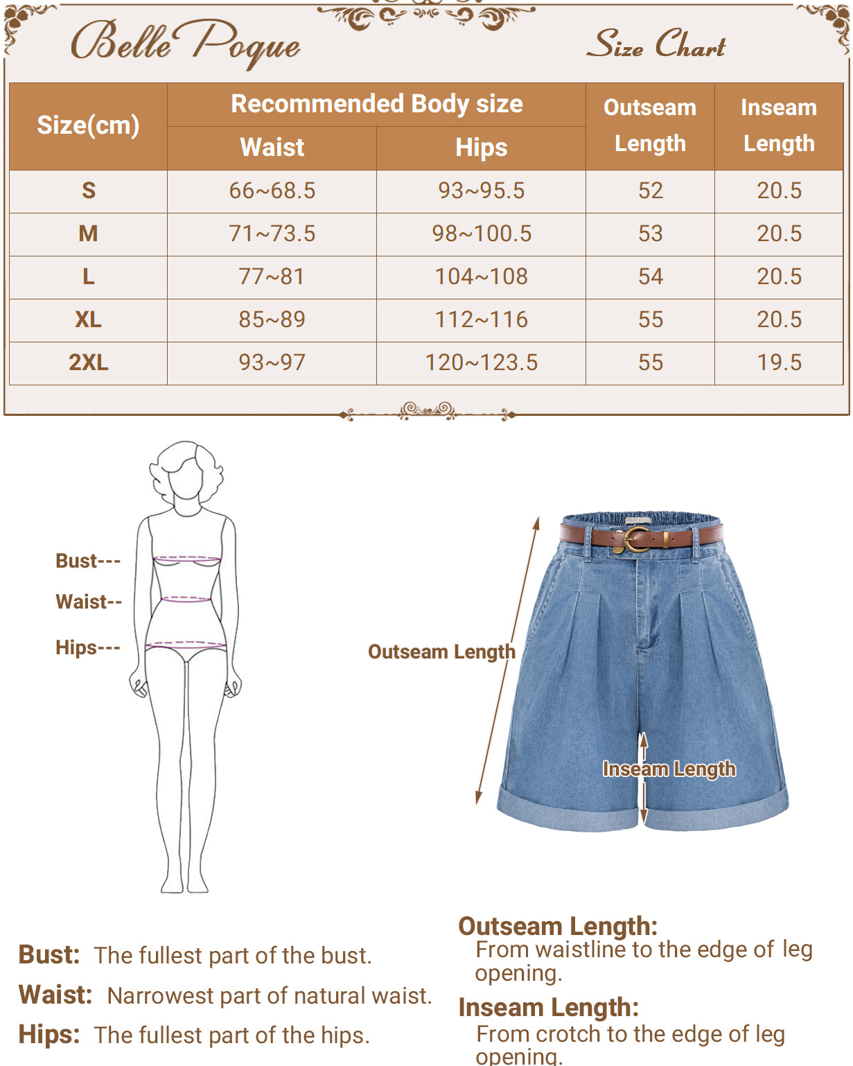 belle poque Elastic Waist Fold-up Leg Opening Short Jeans