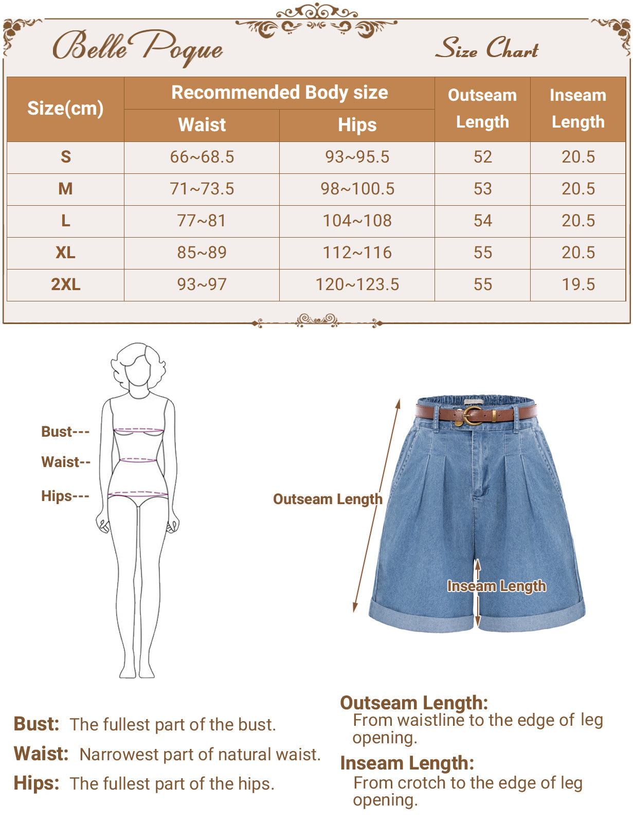 belle poque Elastic Waist Fold-up Leg Opening Short Jeans