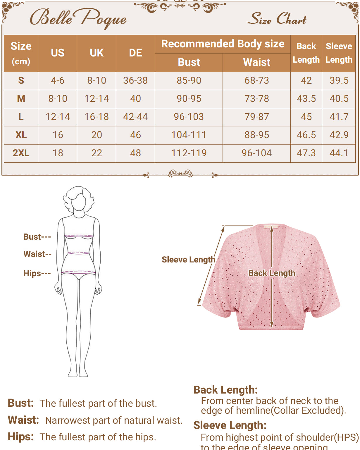 belle poque Vintage Open Front Bolero Shrug Batwing Short Sleeve