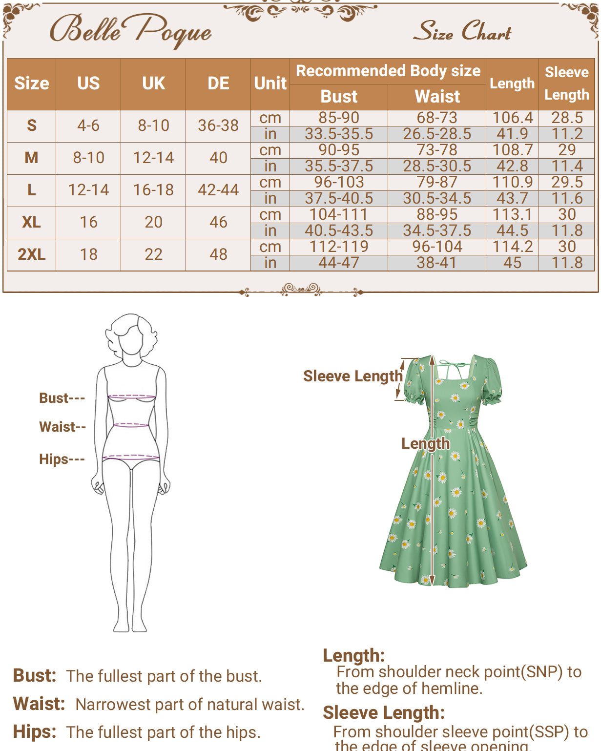 belle poque Vintage Daisy Flower Print Cottagecore Cocktail Dresses Square Neck Puff Sleeve Dress with Pockets