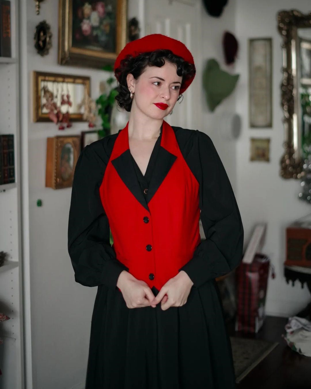 belle poque Waistcoat Vest Vintage Halter Lapel Button Down Suit Vest with Pockets