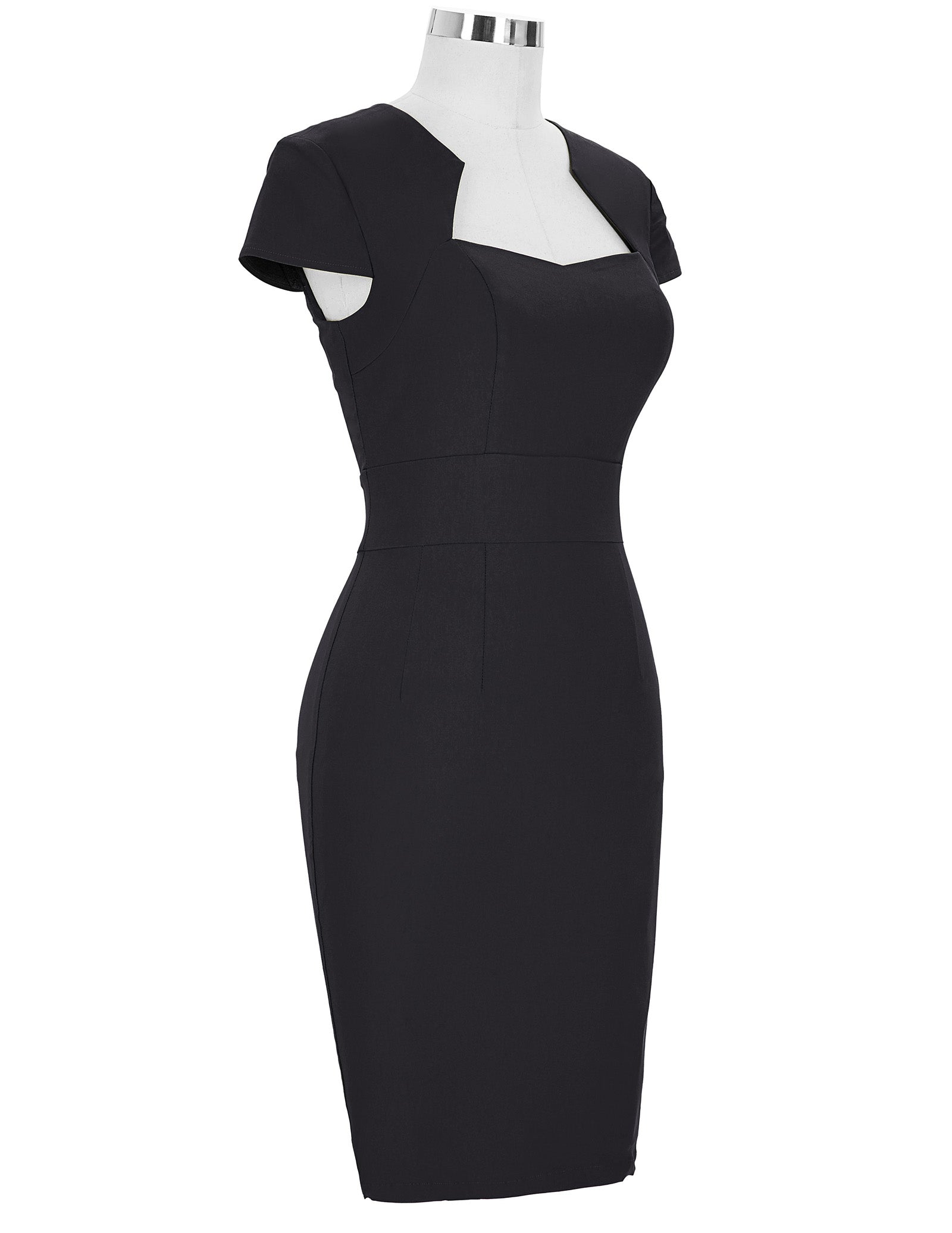 belle poque Vintage Cap Sleeve High Stretchy Hips-Wrapped Bodycon Pencil Dress