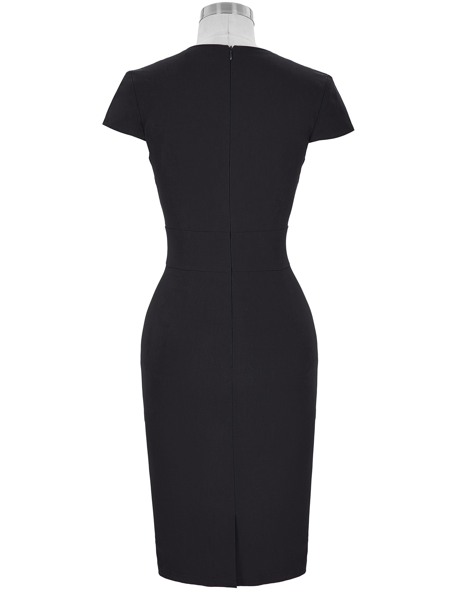 belle poque Vintage Cap Sleeve High Stretchy Hips-Wrapped Bodycon Pencil Dress