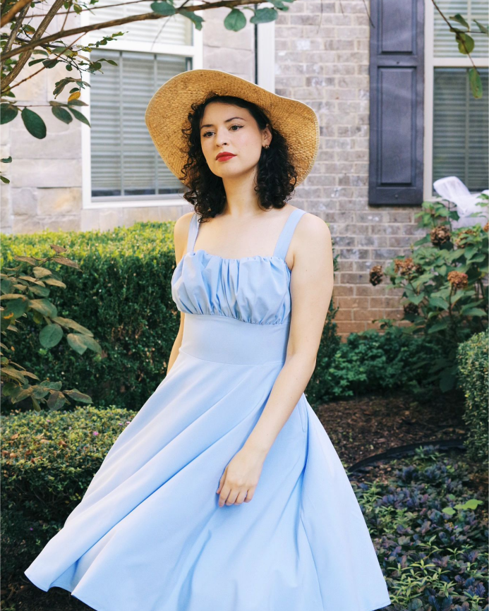 belle poque Vintage Two-Way Defined Waist Dress Ruched Bodice Flared A-Line Dress