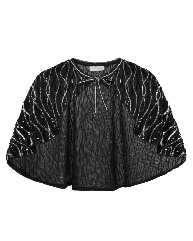 belle poque Seckill Offer⌛Cover Up for Tie Neck 1920s Shawls and Wraps Black