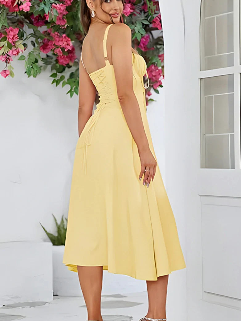 belle poque 2025 Ruched Bust Split Thigh Cami Sundress