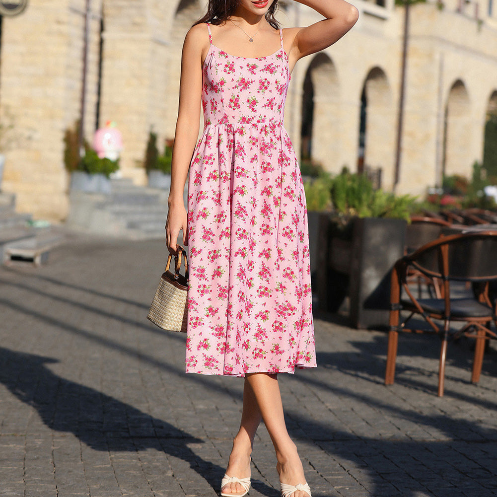 belle poque Floral Dress for Women 2026 Summer Sleeveless Midi A-line Beach Sundresses