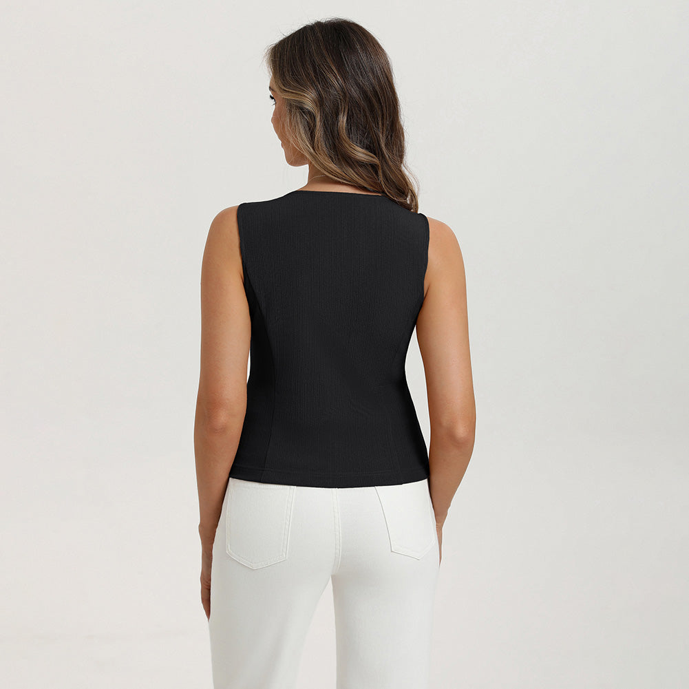 belle poque Women’s Vest Top Trendy Knitted Waistcoat Button Down Tops Suit Vest Tops