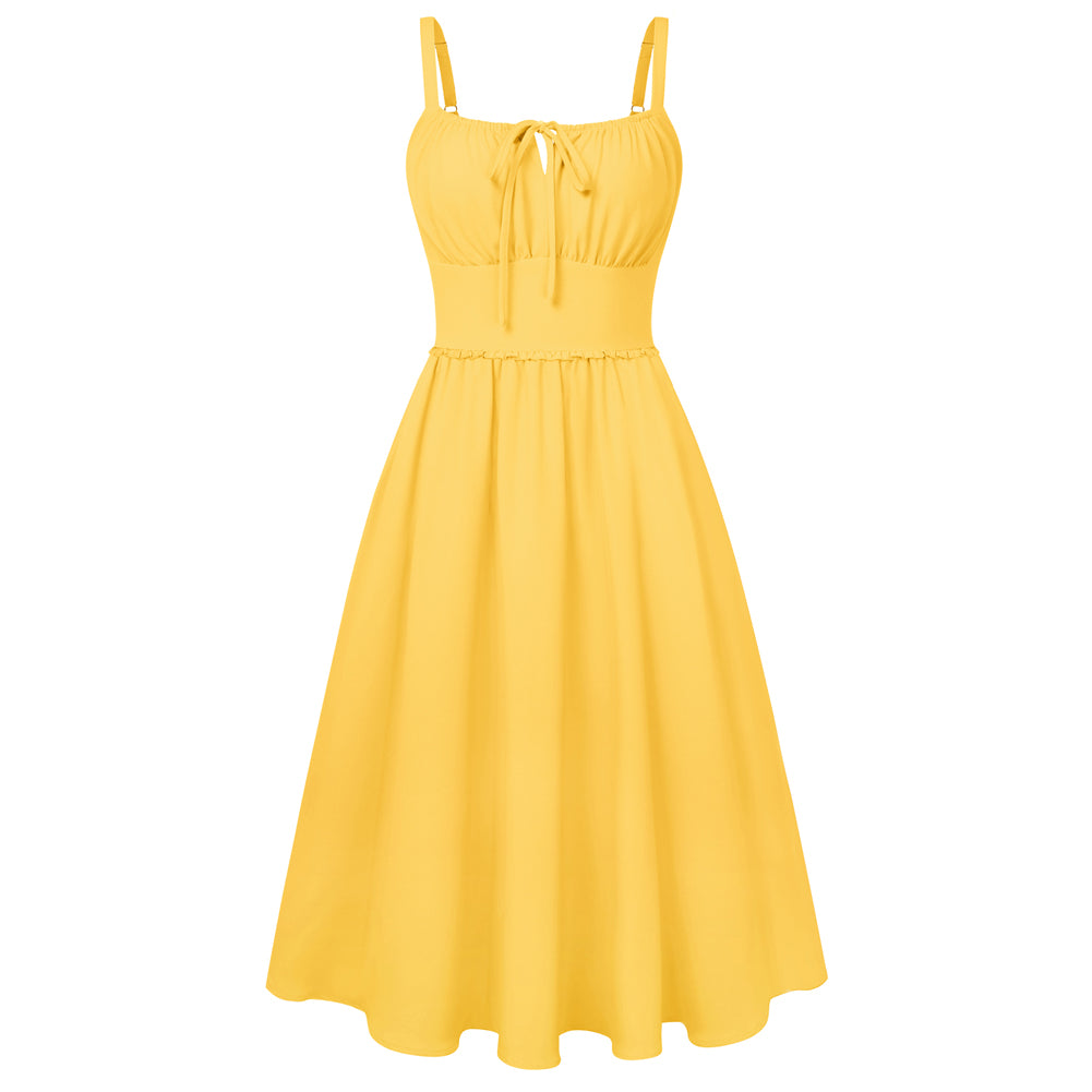 belle poque Summer Dress for Women 2026 Sleeveless Sundress Flowy Wedding Guest Dresses Yellow