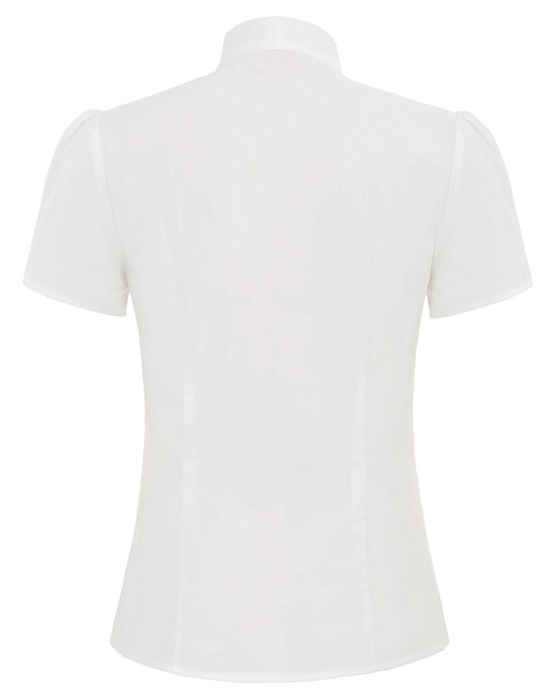 belle poque Summer Short Sleeve Office Button Down Blouse Stripe Shirt Tops with Bow Tie