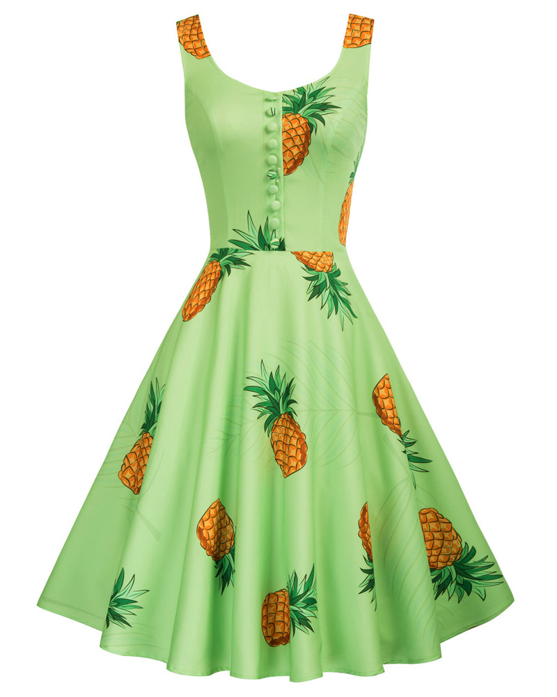 belle poque 1950s Retro Vintage Sleeveless Homecoming Dresses Cocktail Party Pineapple