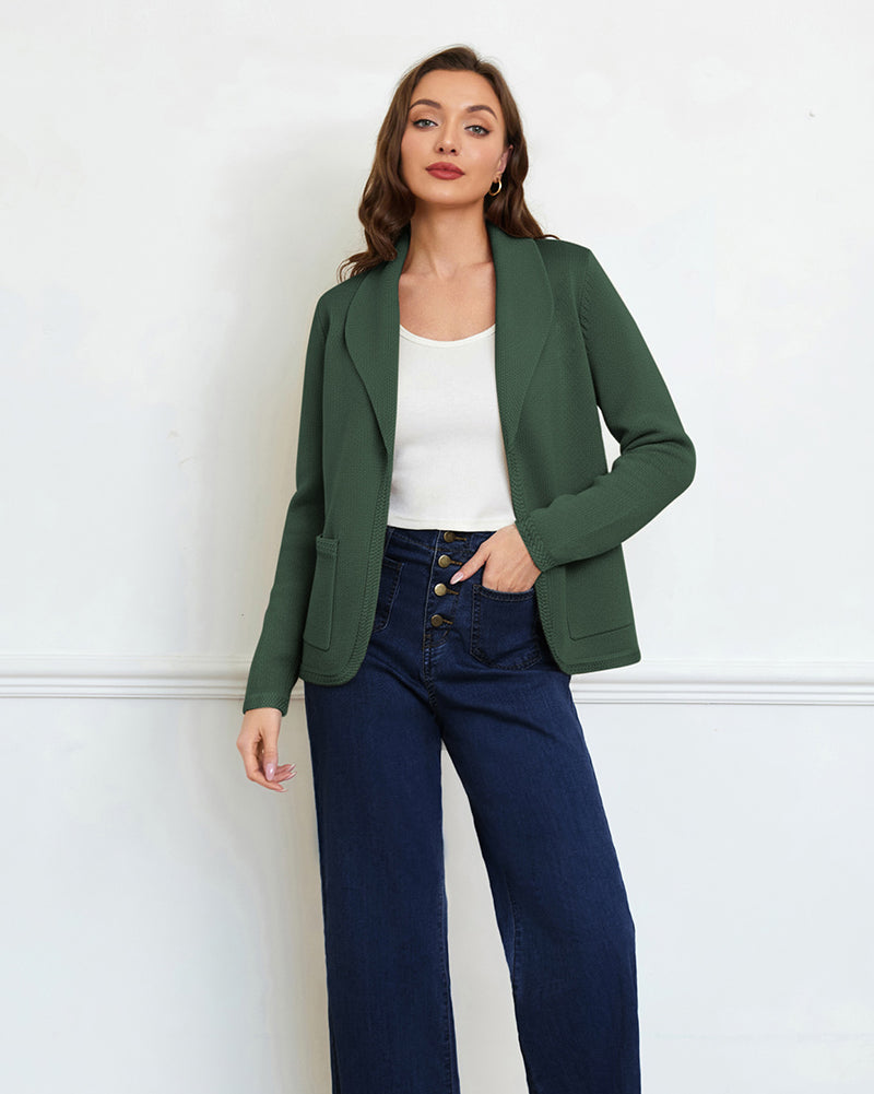 belle poque Vintage Cardigan Sweater Blazer V Neck Shawl Lapel Collar with Pockets