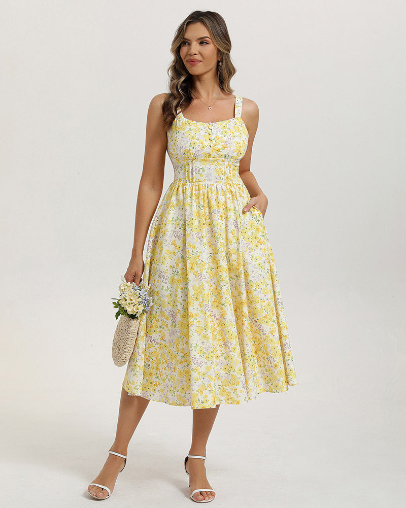 belle poque 2026 Vacation Floral Dress for Women Sundress Midi Flowy Beach Dresses