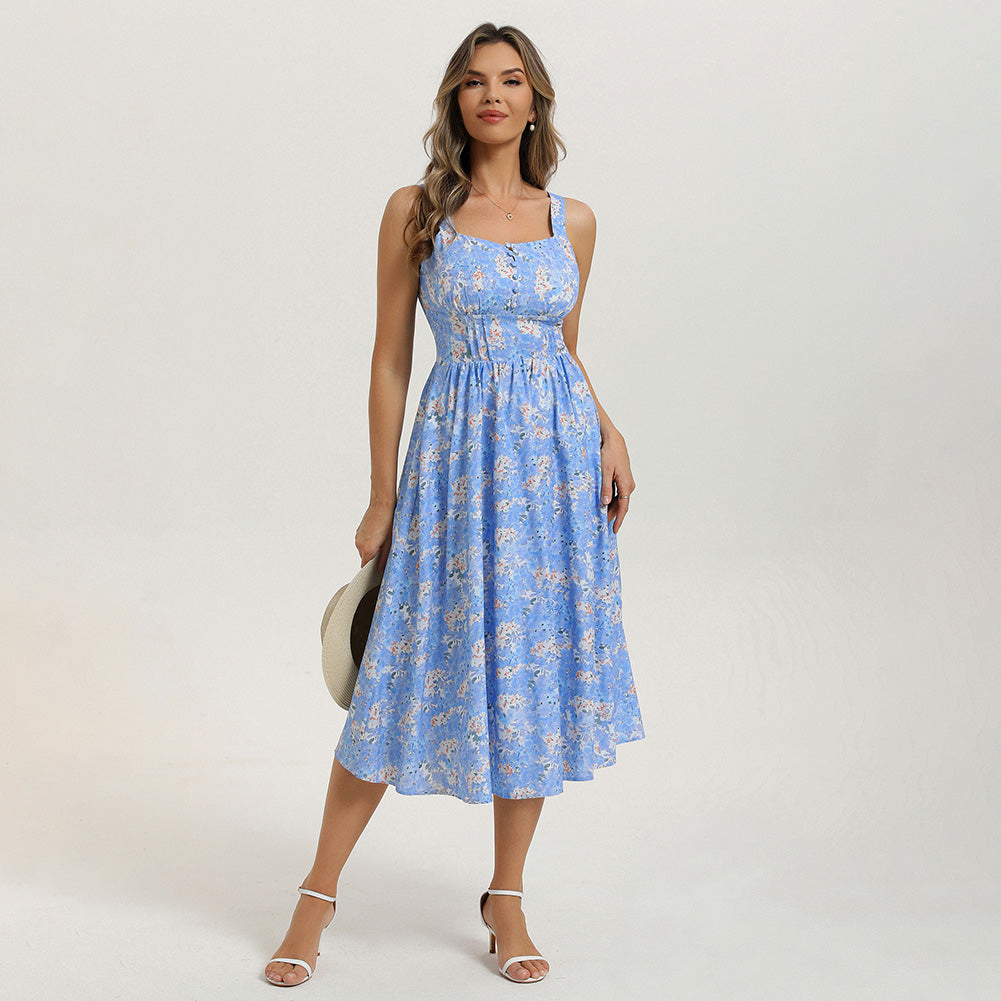 belle poque 2026 Vacation Floral Dress for Women Sundress Midi Flowy Beach Dresses