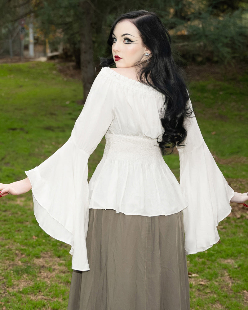 belle poque Vintage Renaissance Medieval Gothic Victorian Bell Sleeves Tops