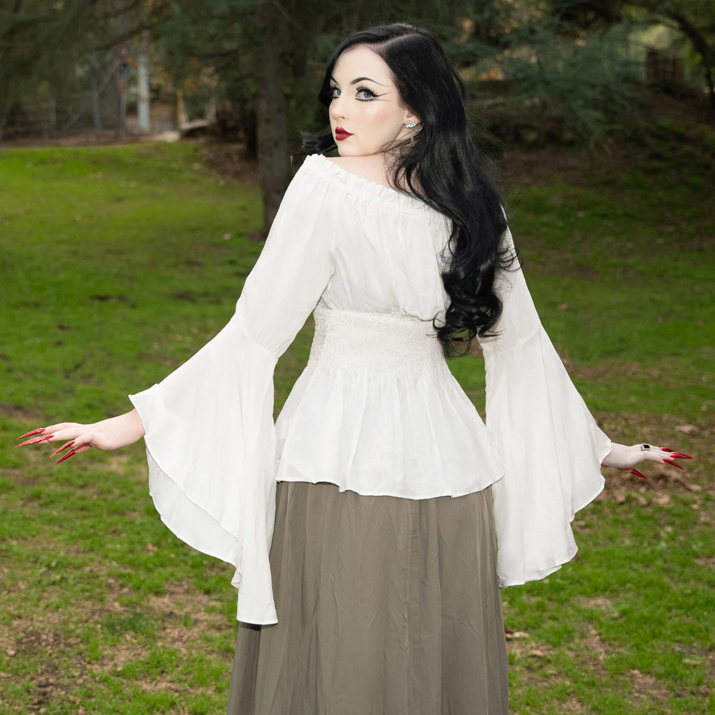 belle poque Vintage Renaissance Medieval Gothic Victorian Bell Sleeves Tops