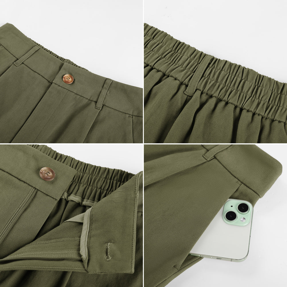 belle poque 2026 Women Vintage 100% Cotton Shorts Wide Leg Shorts with Pockets