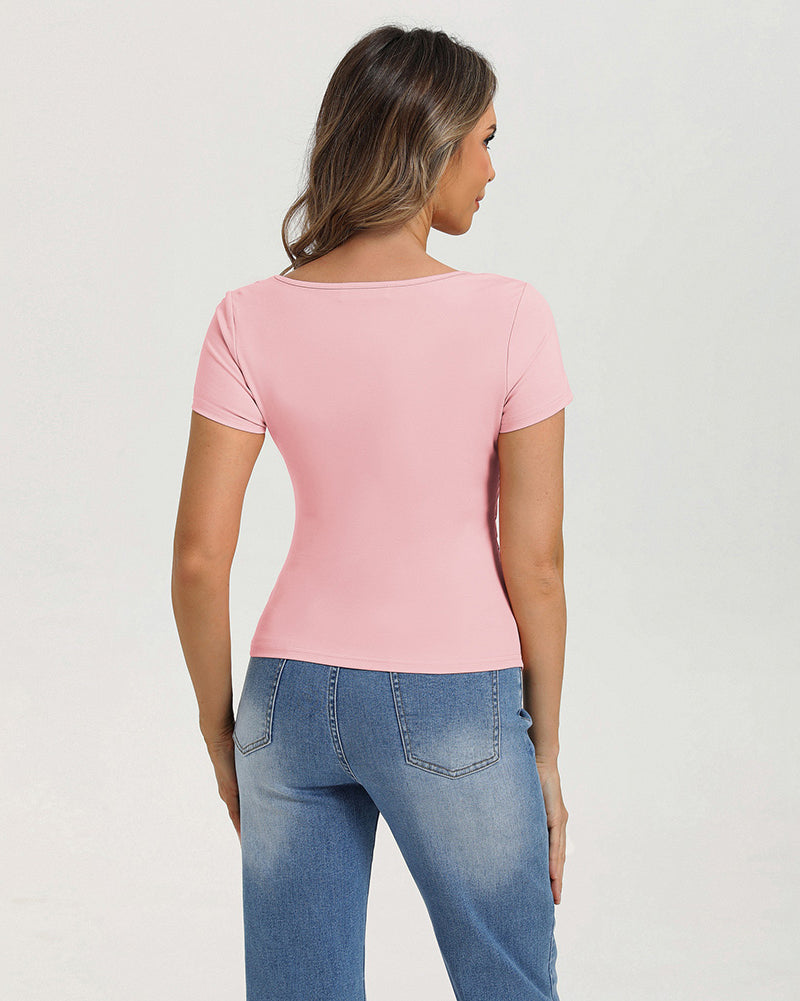 belle poque 2026 Women's Tops Pleated Bow Tie Front Shirts Spring Summer Casual Knit Top