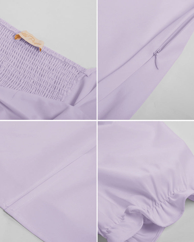 belle poque Vintage Strawberry Patterns Front Slit Dress Puffed Short Sleeve Sweetheart Neck Dress