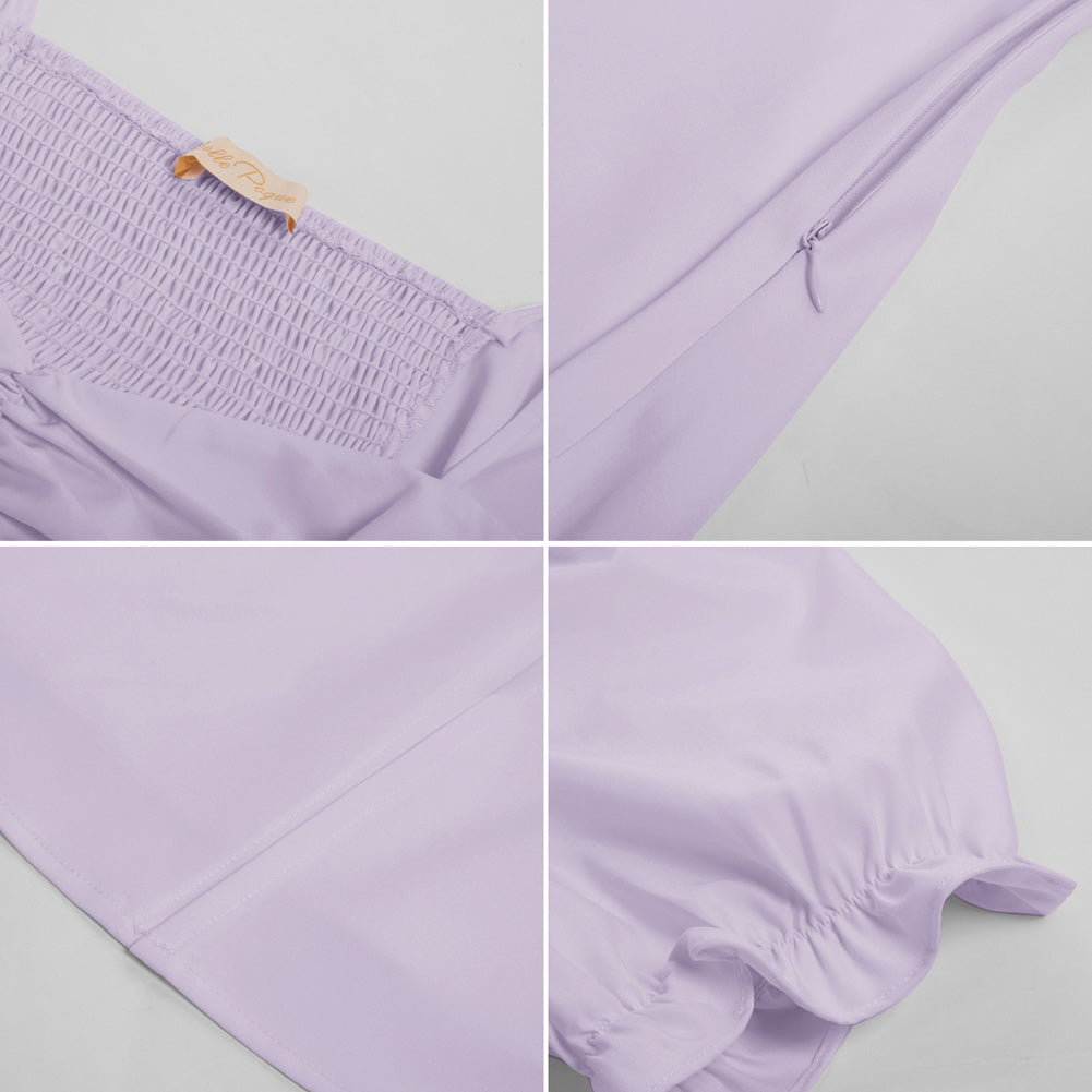 belle poque Vintage Strawberry Patterns Front Slit Dress Puffed Short Sleeve Sweetheart Neck Dress