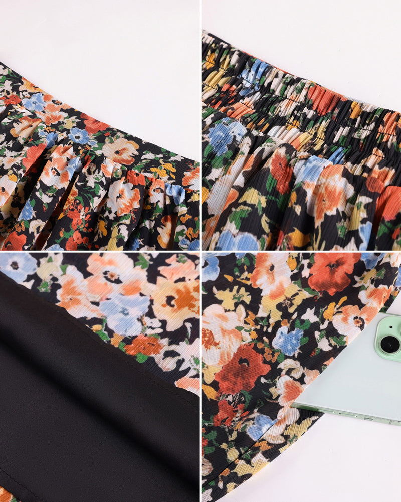 belle poque Women Summer Vacation Swing Floral Skirt Comfy A-Line Maxi Skirt