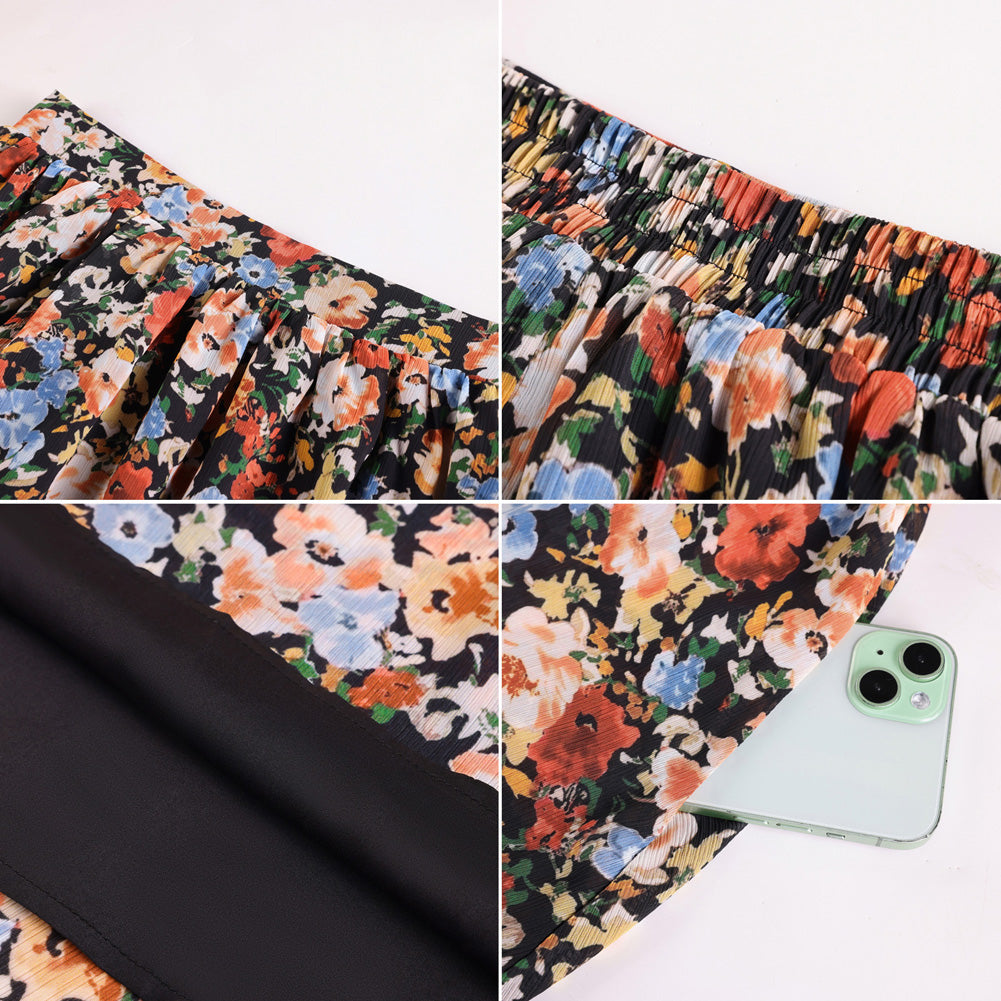 belle poque 2026 Women Vintage Swing Floral Skirt Comfy A-Line Maxi Skirt