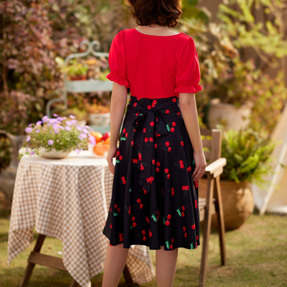 belle poque Solid Color Cotton Tops Slim Fit Puffed Short Sleeve Ruched Tops