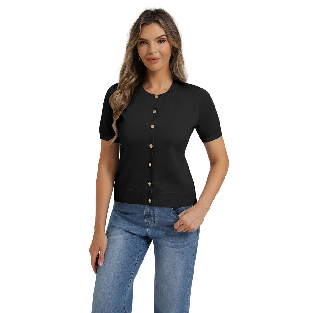 belle poque 2026 Spring Short Sleeve Cardigan Sweater Lightweight Button Up Cardigan