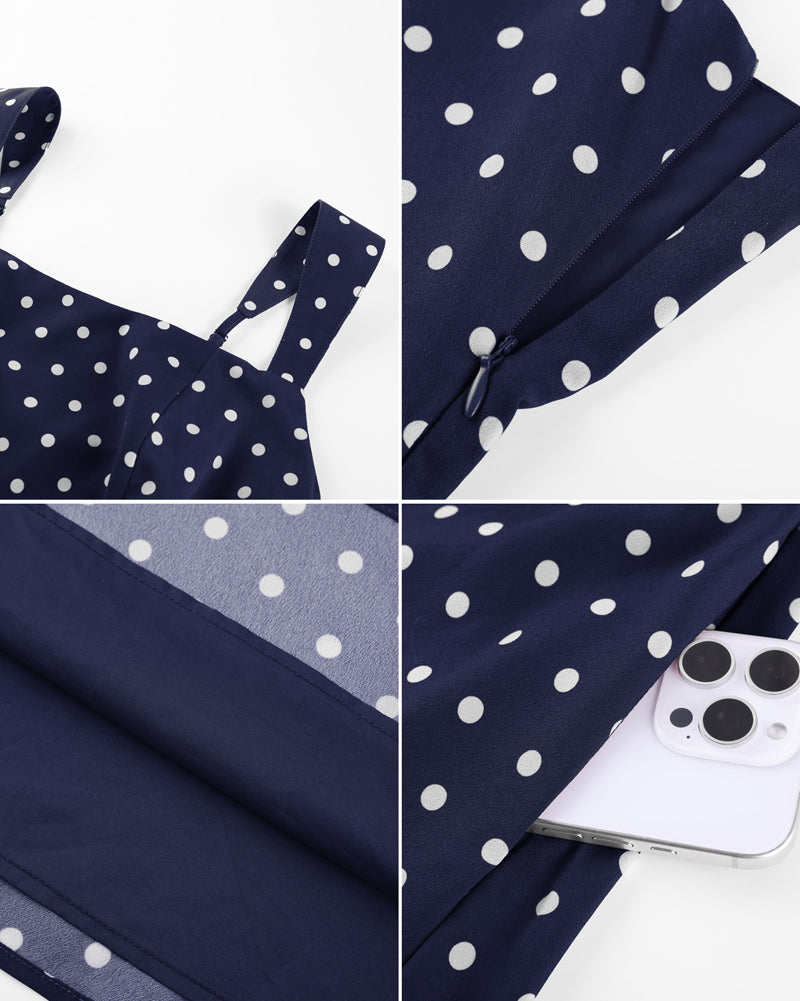 belle poque Women 1950s Vintage Polka-Dots Dress Semi-Formal Mini Dresses