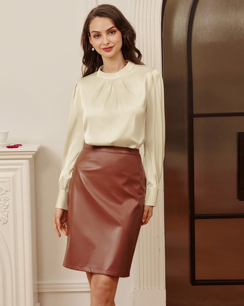 belle poque Womens Long Sleeve Satin Blouse Dressy Casual Business Tops Shirts for Office Work
