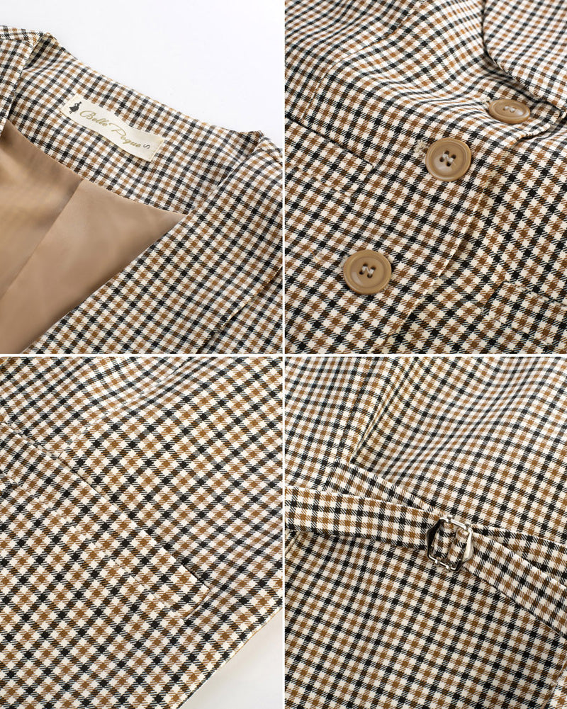 belle poque Vintage Lapel Collar Suit Vest Tops for Women Work Dressy Waistcoat Blazer with Pockets