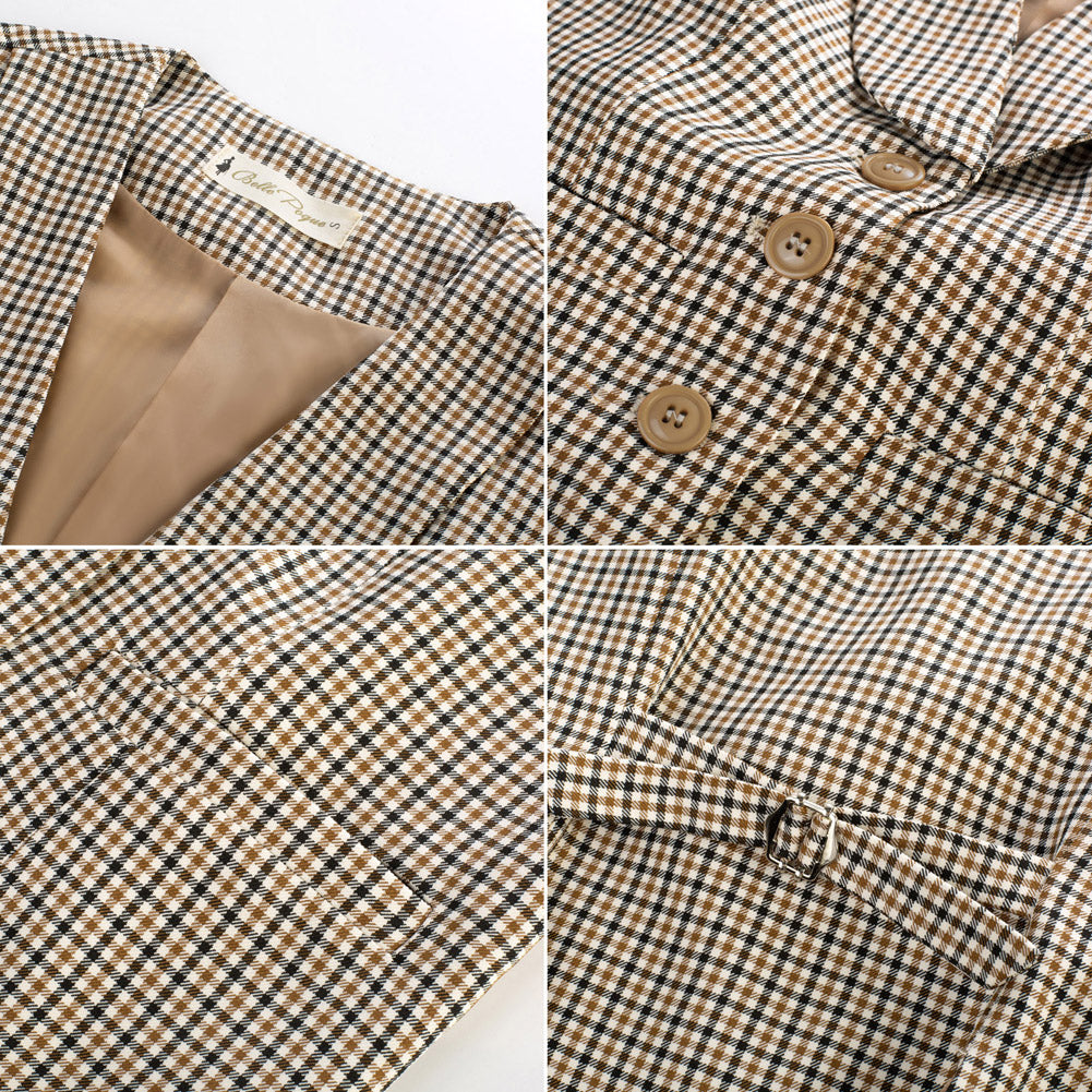 belle poque Vintage Lapel Collar Suit Vest Tops for Women Work Dressy Waistcoat Blazer with Pockets