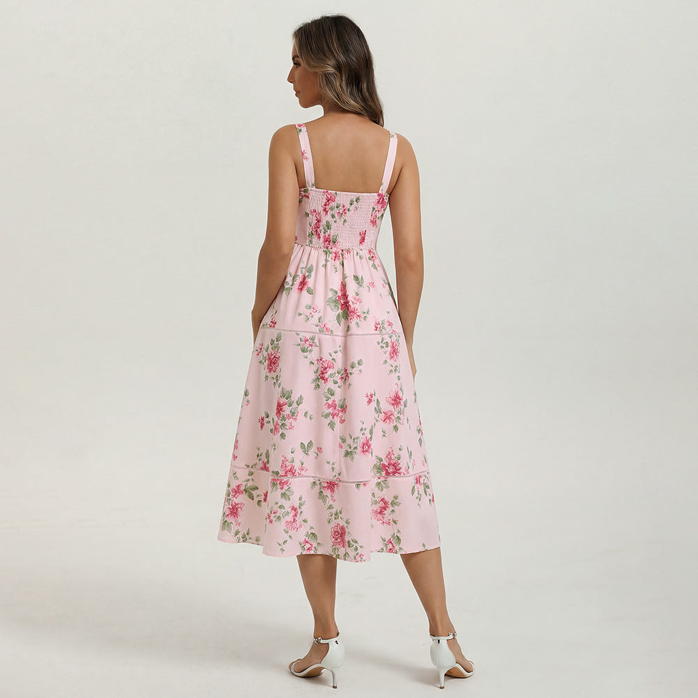 belle poque 2026 Milkmaid Dress Women Vintage Midi Tea Garden Party Sundresses with Pockets