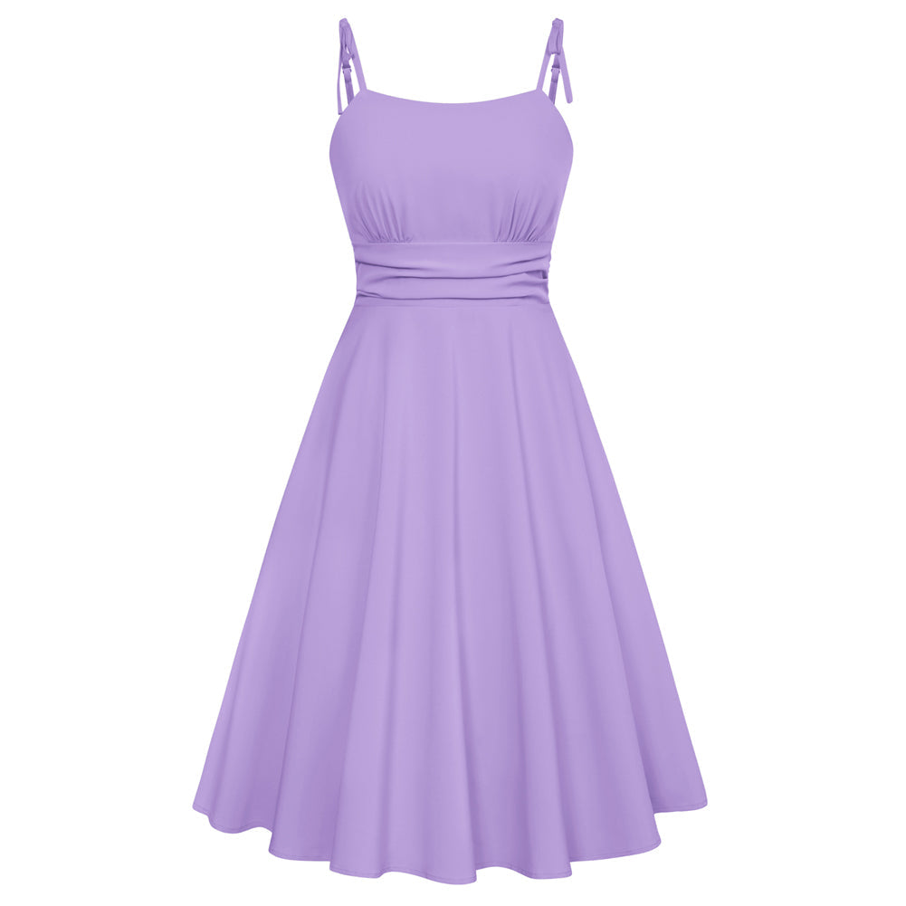 belle poque 2025 Summer Dresses for Women Midi Sun Dress Cute Casual Dress with Pockets Purple