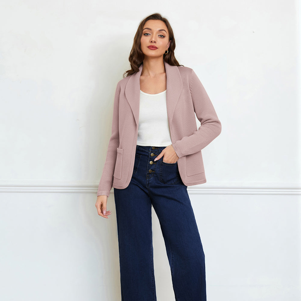 belle poque Vintage Cardigan Sweater Blazer V Neck Shawl Lapel Collar with Pockets