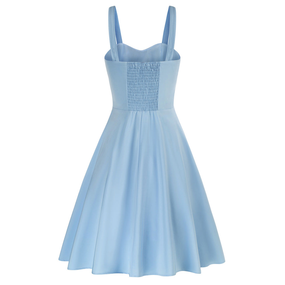 belle poque 1950s Women's Vintage Dresses Ruched Summer Cute Flowy Swing Midi Dress