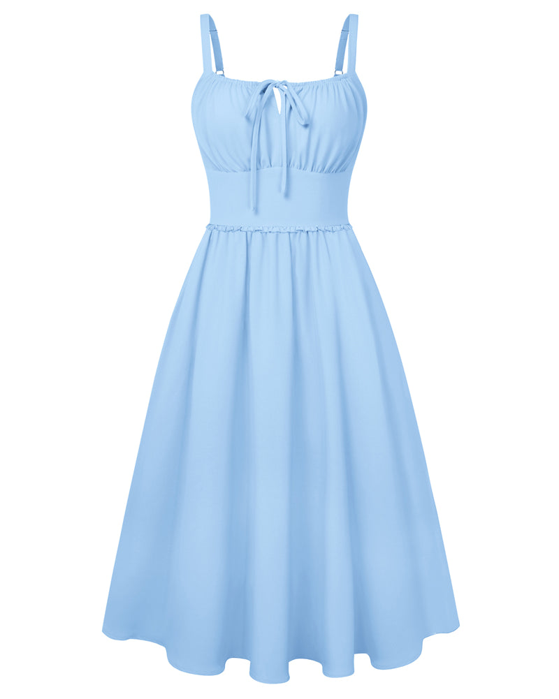 belle poque Summer Dress for Women 2026 Sleeveless Sundress Flowy Wedding Guest Dresses Blue
