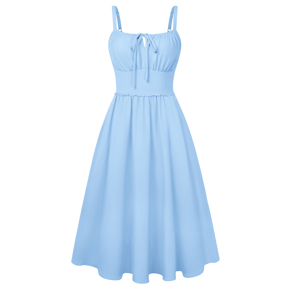 belle poque Summer Dress for Women 2026 Sleeveless Sundress Flowy Wedding Guest Dresses Blue