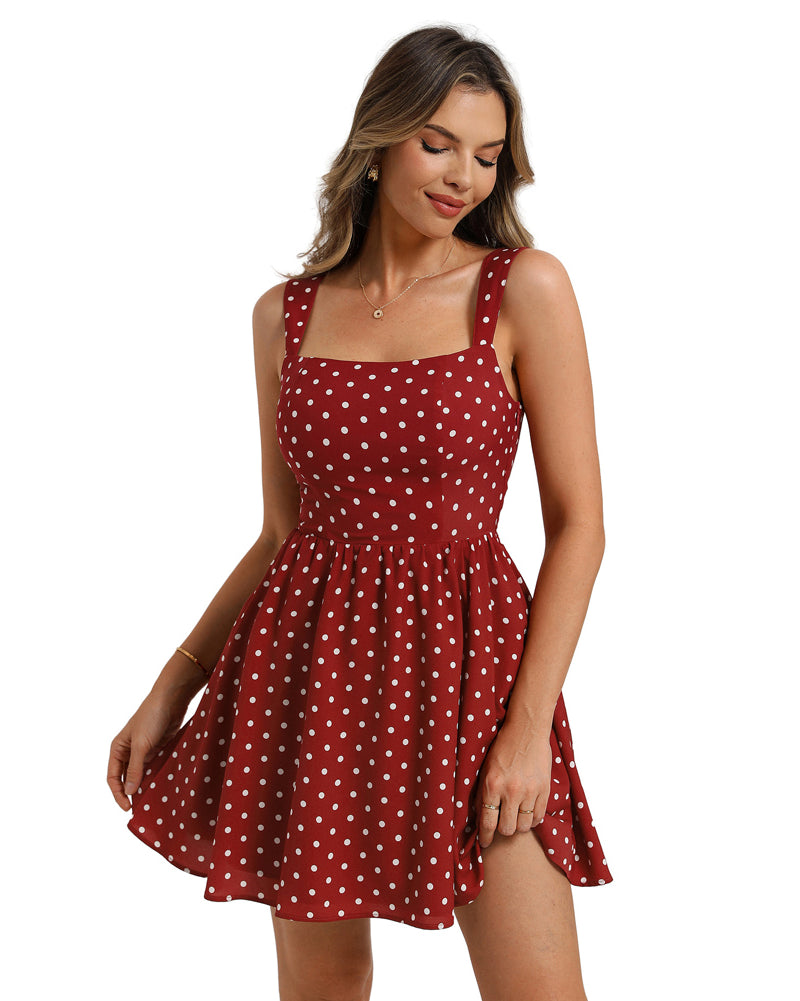 belle poque Women 1950s Vintage Polka-Dots Dress Semi-Formal Mini Dresses
