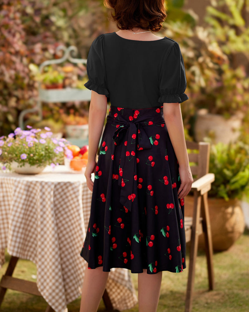 belle poque Solid Color Cotton Tops Slim Fit Puffed Short Sleeve Ruched Tops