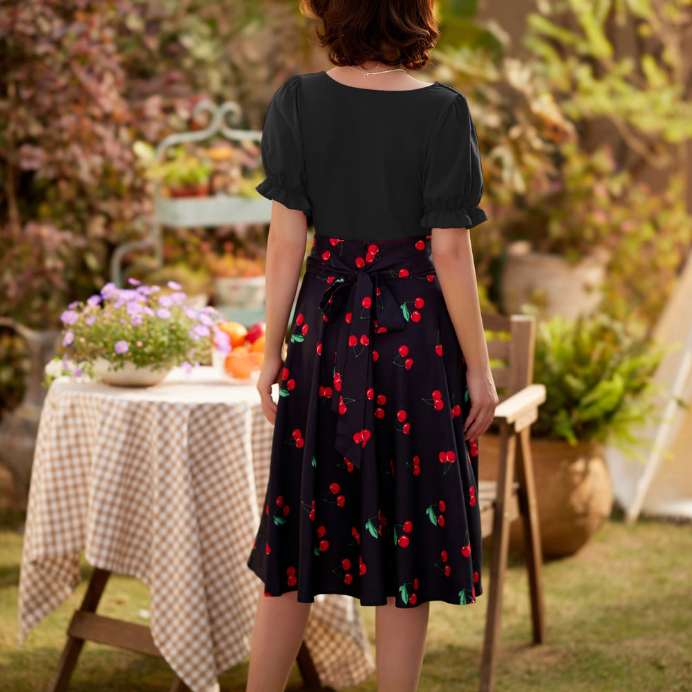 belle poque Solid Color Cotton Tops Slim Fit Puffed Short Sleeve Ruched Tops